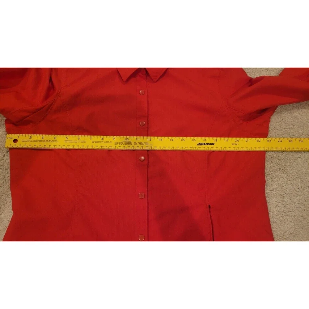 Duluth Trading Co Coolplus Long Sleeve Roll Tab Snap Vented Reddish Orange LG - Picture 8 of 9